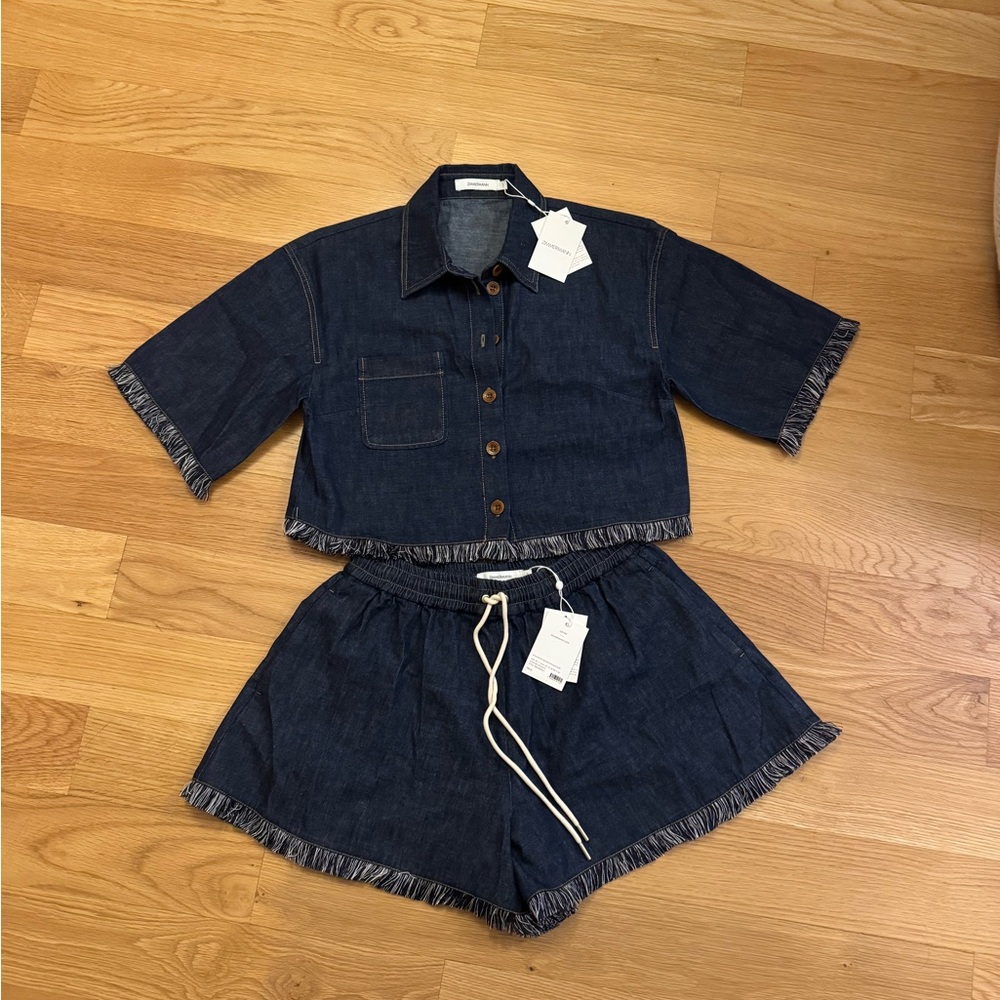 NWT Zimmermann Denim Fringe Two-Piece Set